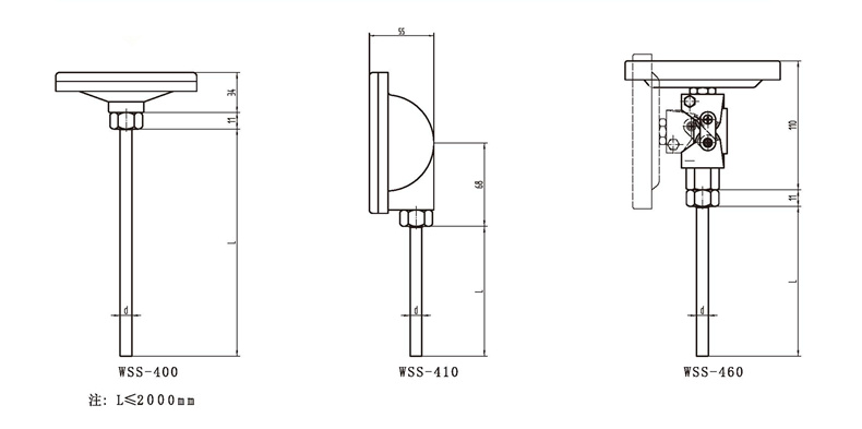 WSS工業雙金屬溫度計（通用型無固定裝置）_http://m.xpnqm.cn_雙金屬溫度計_第3張